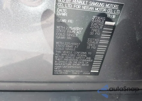 2017 Nissan Rogue S from USA, damaged, VIN KNMAT2MT3HP505920